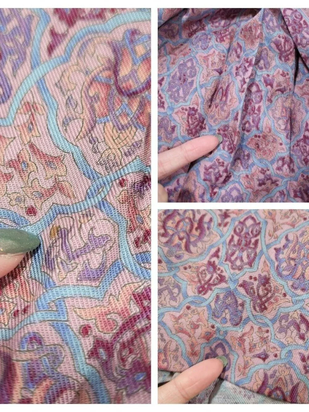 Vintage 80s Midi Pleated A-Line Skirt Sz 27, Bohemian Hippie, Purple Abstract